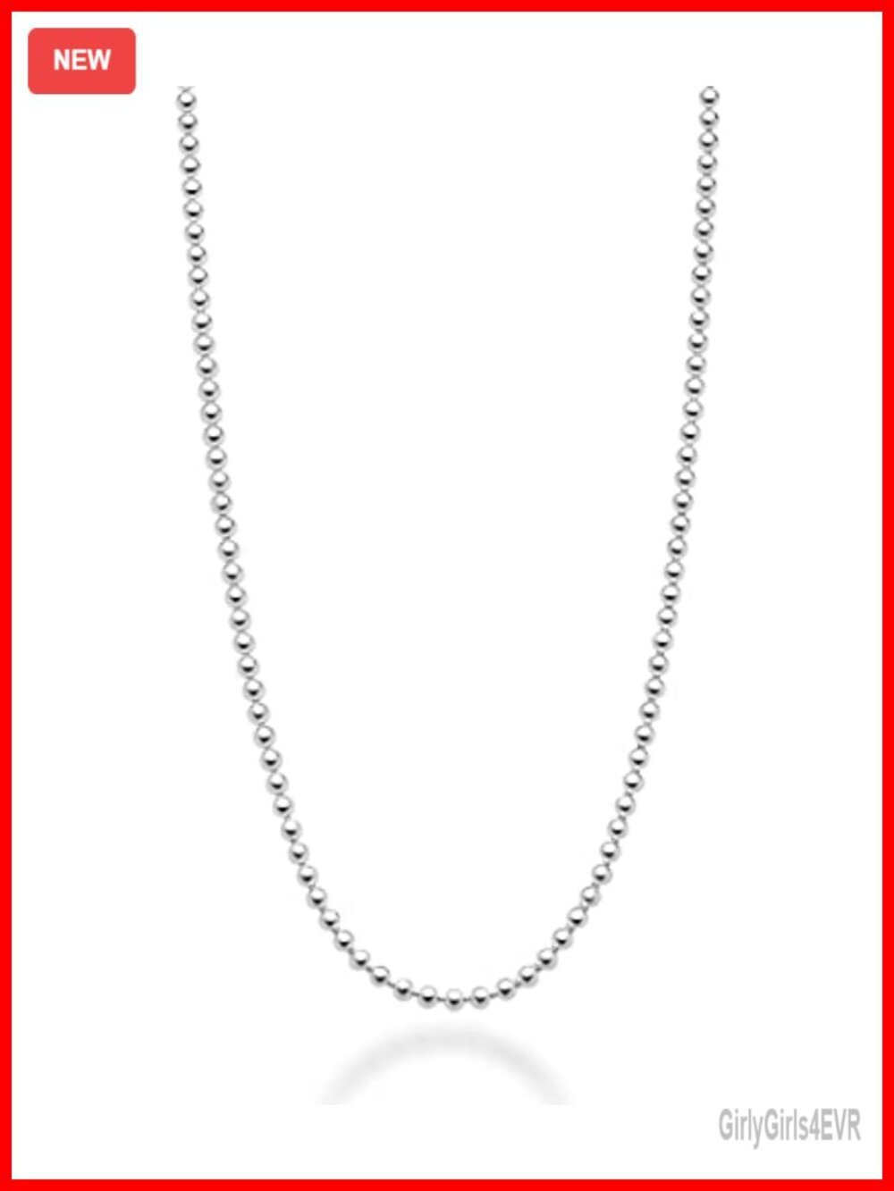 Italian 2mm Ball Chain Solid Bead Necklace - 925 Sterling Silver 16in